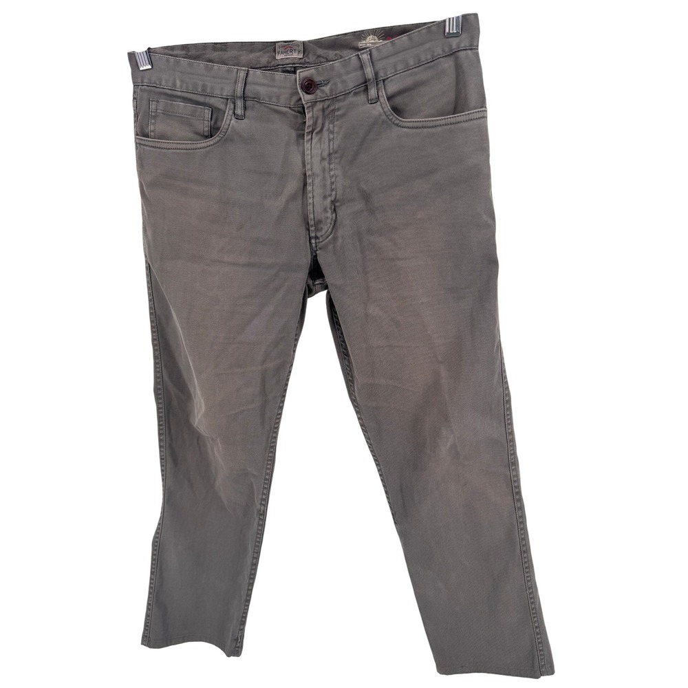 Faherty Stretch Terry 5-Pocket Pants Size 32 Gray Casual Relaxed Fit Trousers‎